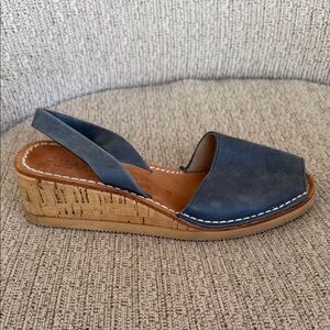 Calaxini Handcrafted Elegant Navy Wedge Sandals Made in Spain